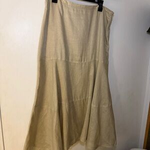 Rafaella Beige A-Line Linen Skirt
